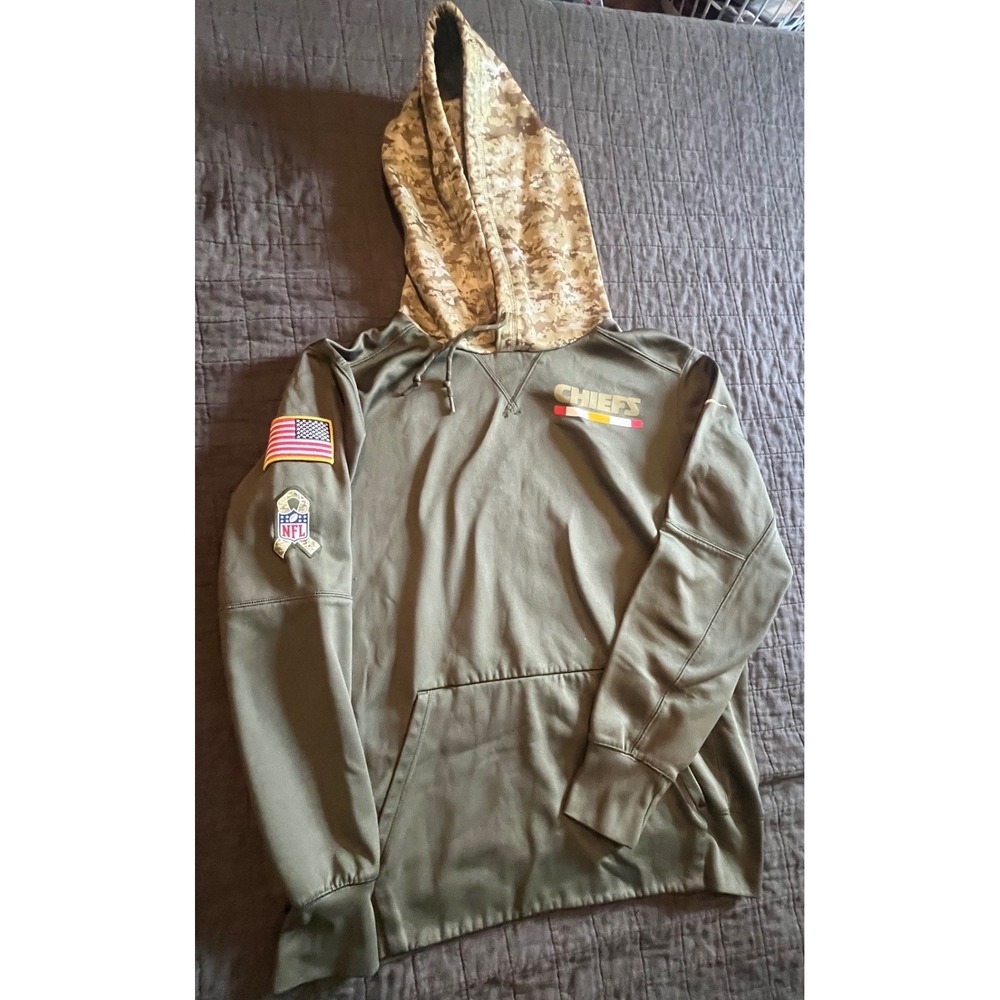 Nike NFL Kansas City Chiefs Salute to Service Hoodie Olive Green Medium 853420